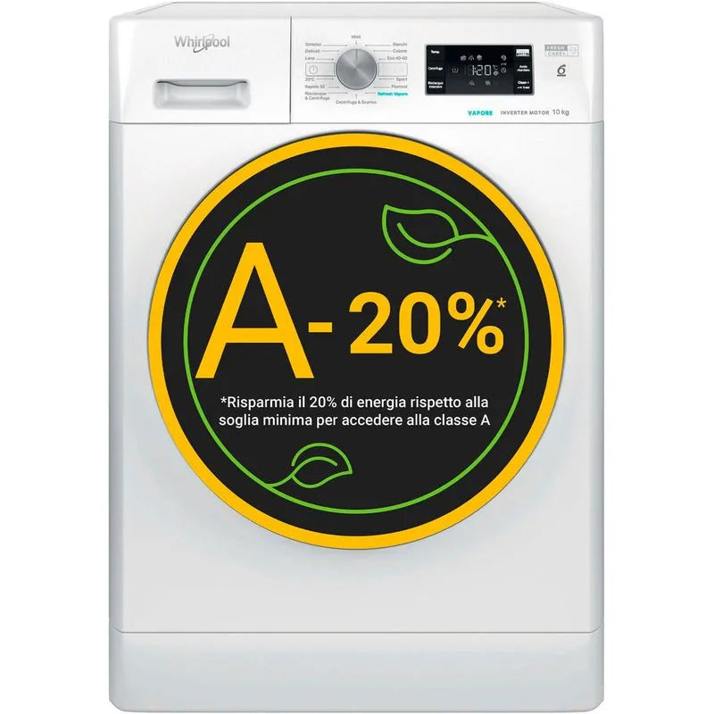 Lavatrice a libera installazione a carica frontale Whirlpool: 10,0 kg - FFB 1048 BSV IT