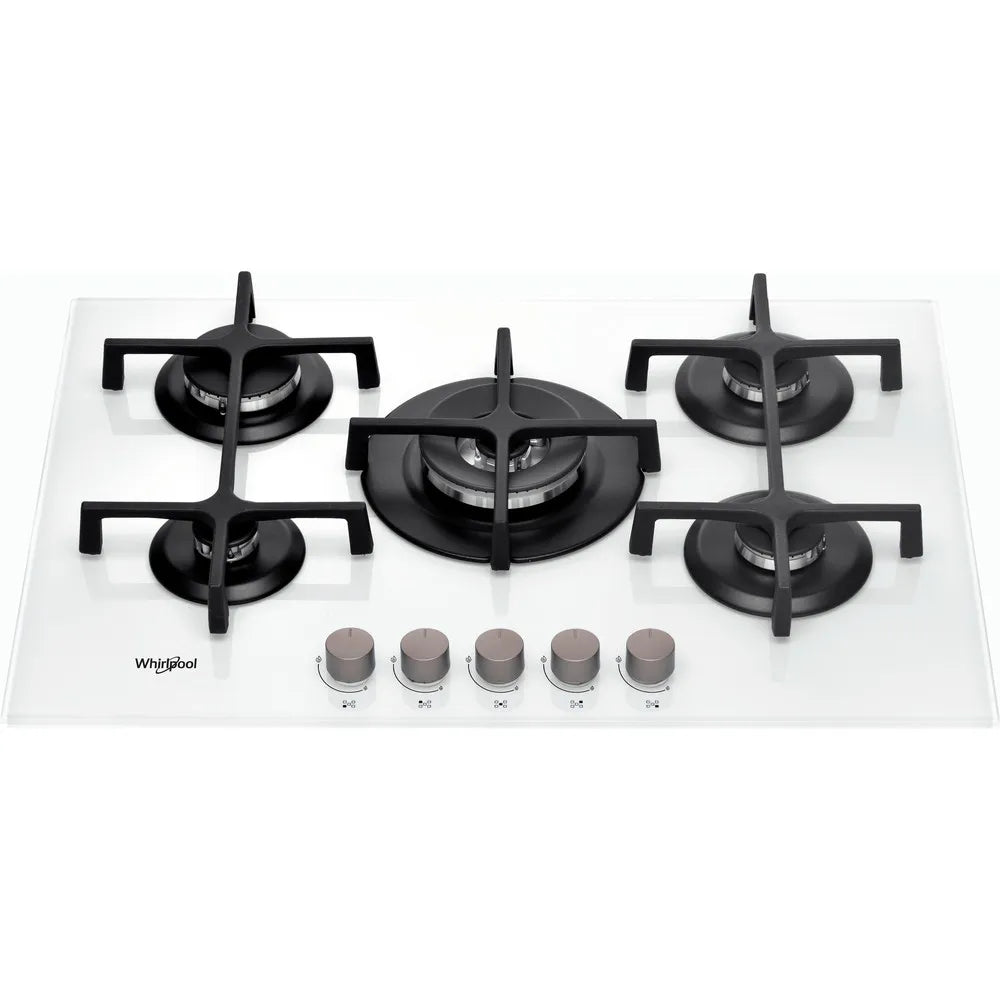 Piano Cottura a Gas WHIRLPOOL GOA7523WH   5 Fiamme  75 cm   vetro