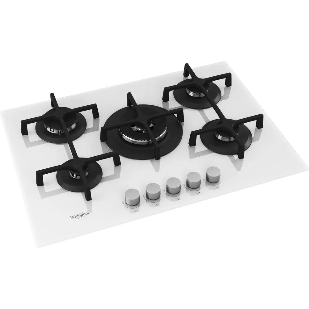 Piano Cottura a Gas WHIRLPOOL GOA7523WH   5 Fiamme  75 cm   vetro