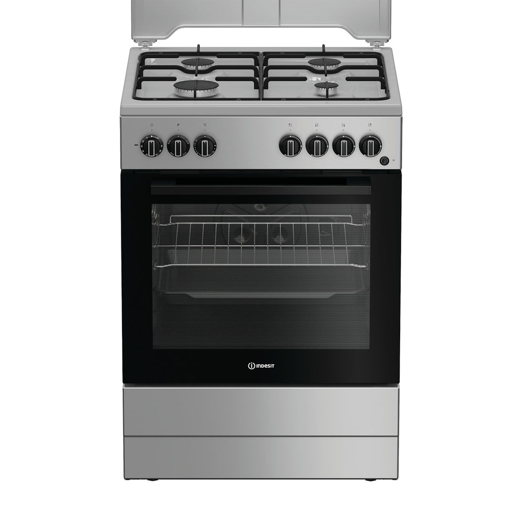 Indesit I6G3PMS Cucina A Gas, 60 Cm, 4 Fuochi, Forno Elettrico Con Grill