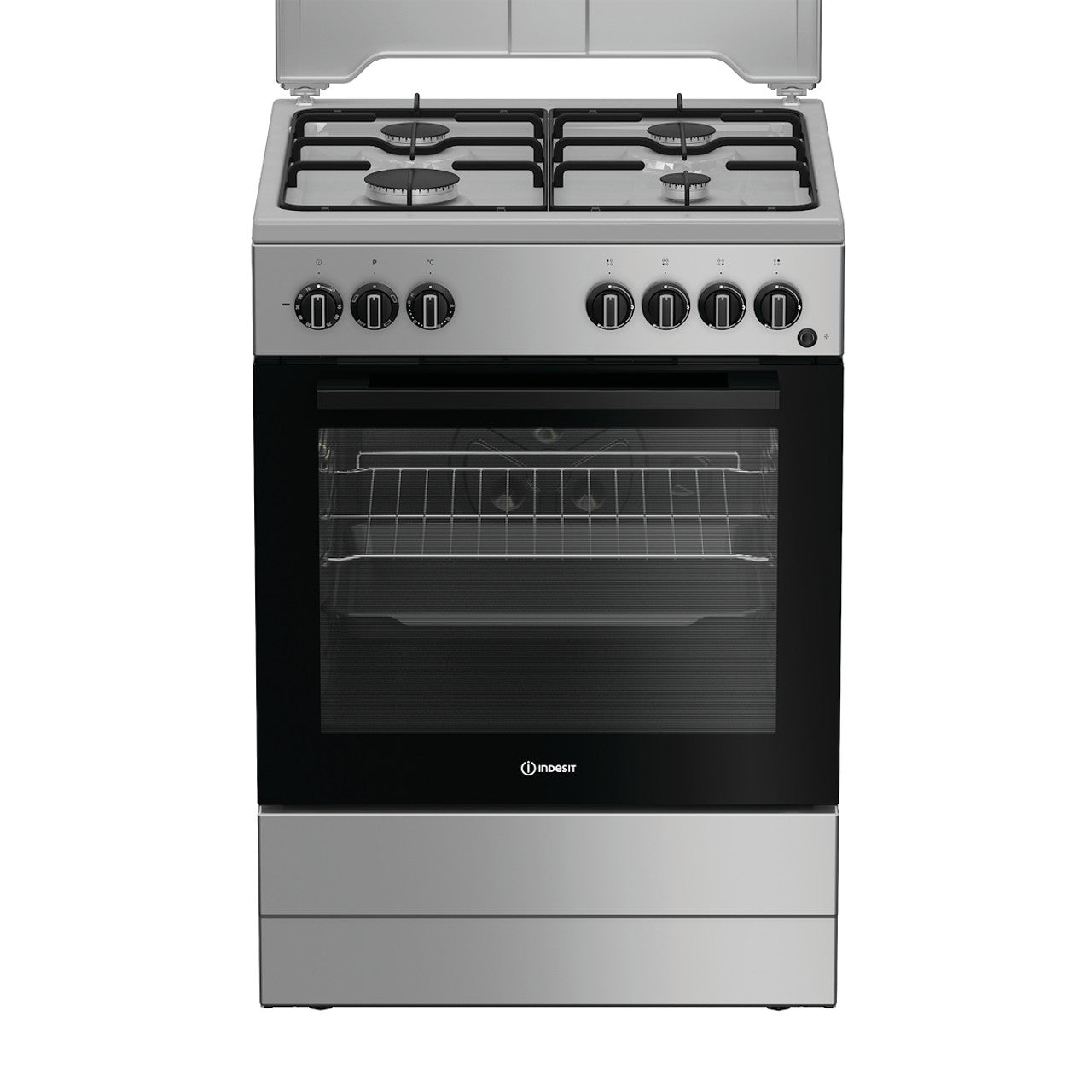 Indesit I6G3PMS Cucina A Gas, 60 Cm, 4 Fuochi, Forno Elettrico Con Grill
