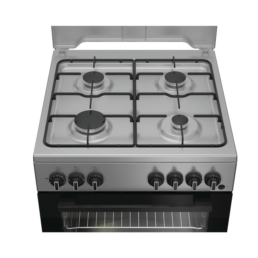 Indesit I6G3PMS Cucina A Gas, 60 Cm, 4 Fuochi, Forno Elettrico Con Grill