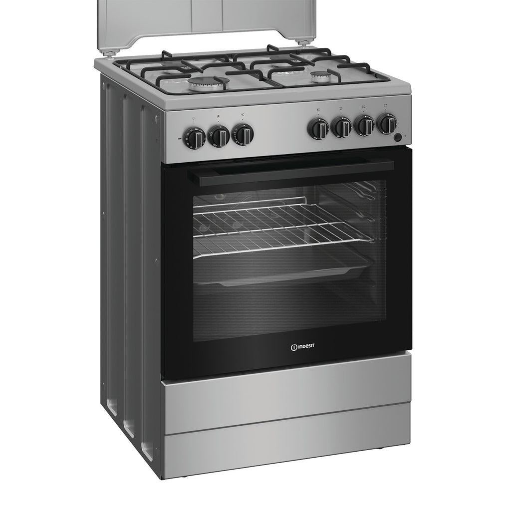 Indesit I6G3PMS Cucina A Gas, 60 Cm, 4 Fuochi, Forno Elettrico Con Grill