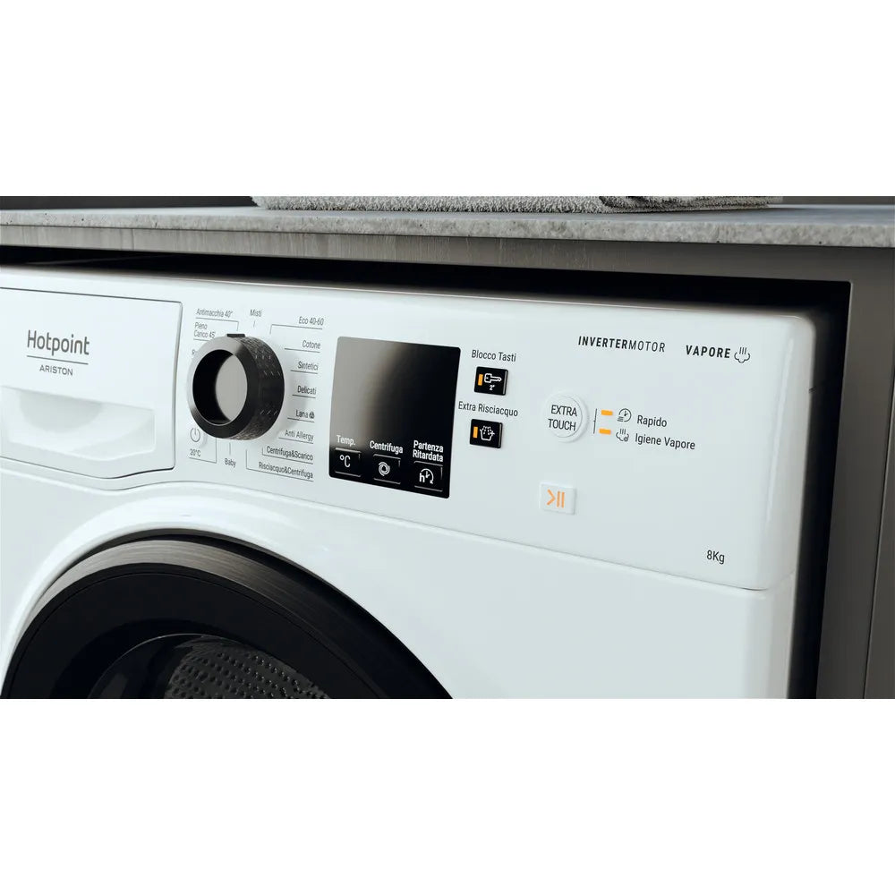 Lavatrice a libera installazione a carica frontale Hotpoint Ariston: 8,0 kg, - NF827WK IT