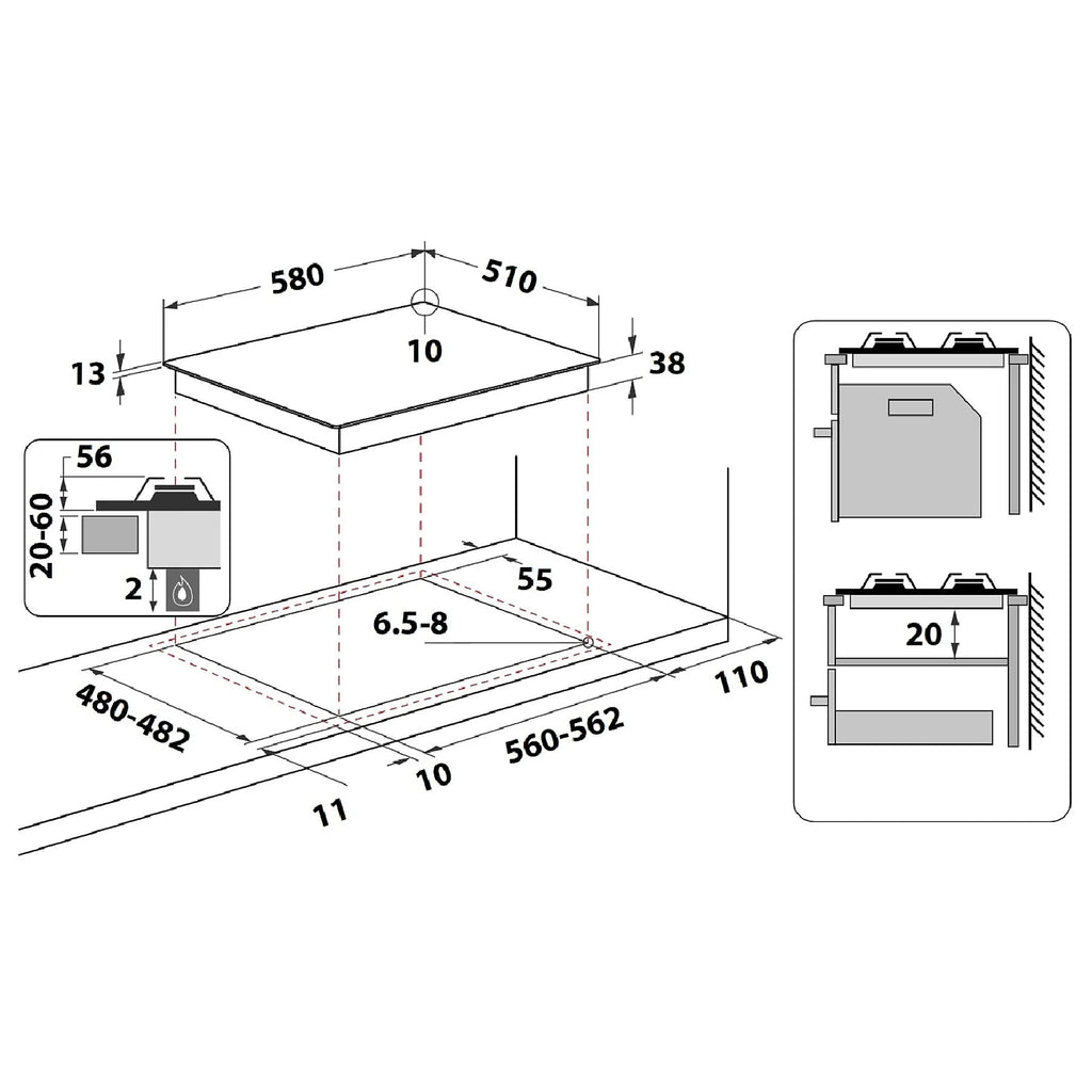 INDESIT THP 642 IX/I 1 PIANO COTTURA GAS, 4 zone di cotura