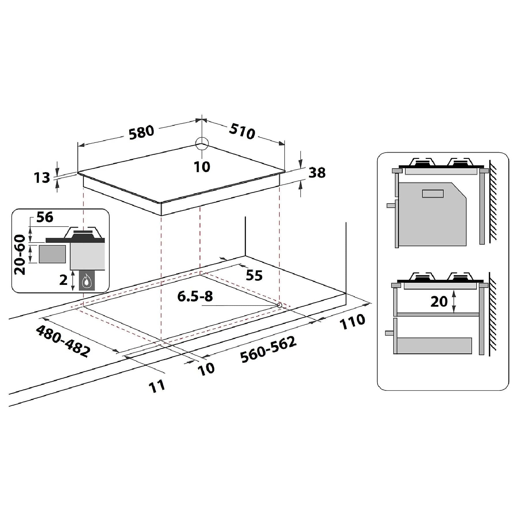 INDESIT THP 642 IX/I 1 PIANO COTTURA GAS, 4 zone di cotura