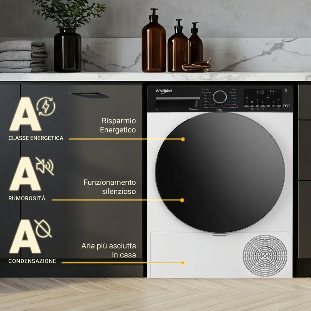 Asciugatrice a pompa di calore Whirlpool CWD96WBS 9 KG  A  WI-FI inverter