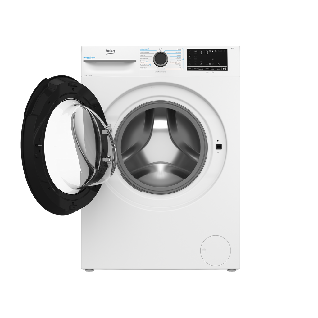 Beko BMWT31241A: Lavatrice 12kg, Classe A, 1400giri, linea estetica NX, motore ProSmart Inverter, Display Touch, oblò nero, tecnologia EnergySpin™, tecnologia a vapore SteamCure™