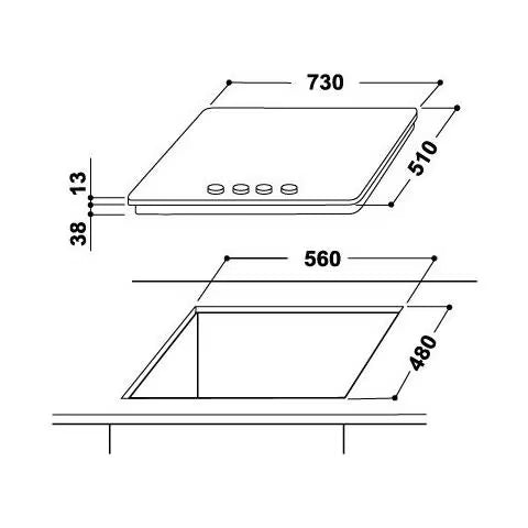 INDESIT Piano cottura a gas thp 752 ix/i - thp 752 ix/i