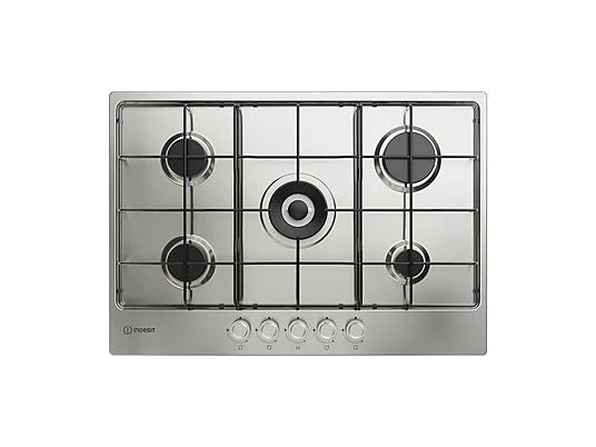 INDESIT THP 752 W/IX/I 1 PIANO COTTURA GAS, 5 zone di cotura, dimensioni: L 73 cm, P 51 cm, piano in Acciaio inossidabile, Acciaio Inox