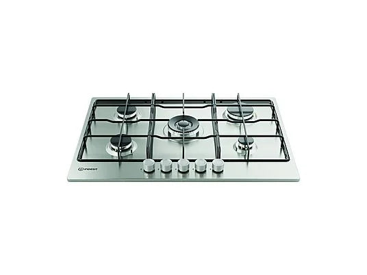 INDESIT THP 752 W/IX/I 1 PIANO COTTURA GAS, 5 zone di cotura, dimensioni: L 73 cm, P 51 cm, piano in Acciaio inossidabile, Acciaio Inox