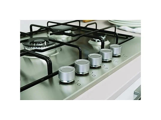 INDESIT THP 752 W/IX/I 1 PIANO COTTURA GAS, 5 zone di cotura, dimensioni: L 73 cm, P 51 cm, piano in Acciaio inossidabile, Acciaio Inox